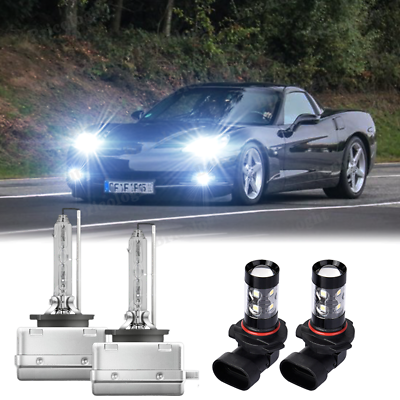 For 2005 2013 Corvette C6 LED HID Headlight Hi Lo Beam Fog Light Bulbs Combo A $29.98
