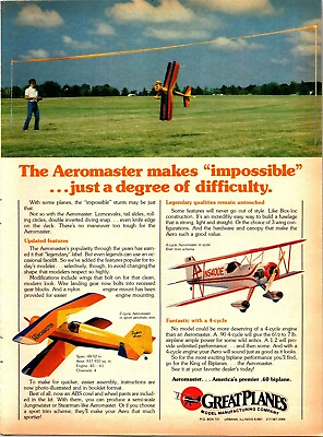 #ad Great Planes Aeromaster Biplane Print Ad Wall Art Decor Ephemeral $17.99