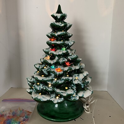 #ad Unique vintage ceramic christmas tree large 19” Birds Flocked No Chips Or Cracks $197.44