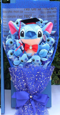 #ad Cute Cartoon Stitch Plush Toys stitch Bouquet Artificial Flower Graduation Gift $34.14