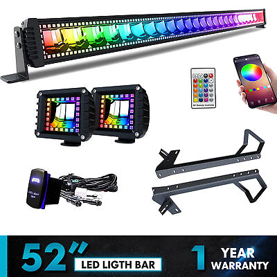 For 07 18 Jeep Wrangler JK Driving 52inch 300W RGB LED Light Bar 2x 4quot; Pods $280.99