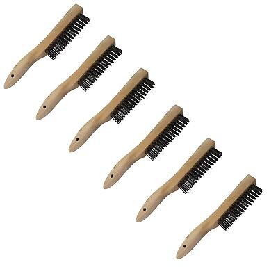 #ad 10quot; Steel Hand Wire Brush w Hard Wood Handle Pack of 6 Scratch Brushes $16.99