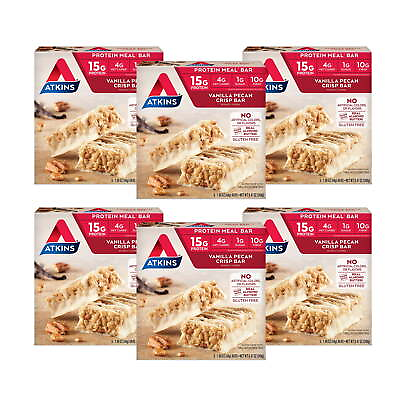 #ad Atkins Protein Rich Meal Bar Vanilla Pecan Crisp Keto Friendly 6 5ct Boxes USA $36.10