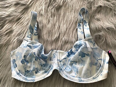 #ad Victorias Secret Blue Floral Wicked Underwire Sling Swim Bikini Top 36DD STAIN $12.99