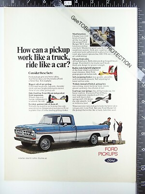 #ad 1972 Ford Ranger XLT pickup grille hood trim emblem left door fender shot 72 ad $10.50