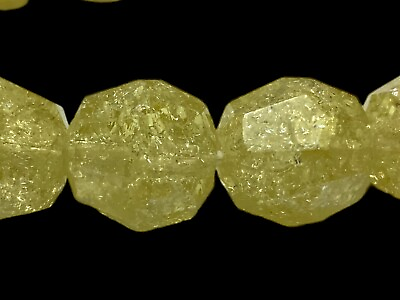 #ad Yellow Crackle Glass Bead 10 Beads 11mm x 11mm Vintage $6.99