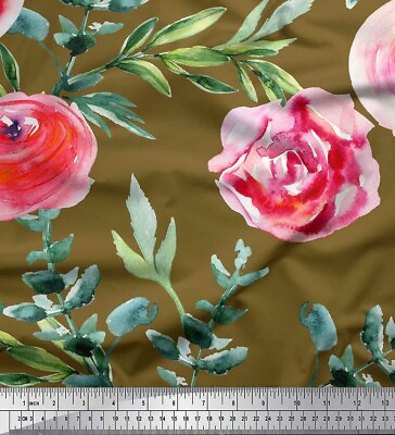 #ad Soimoi Green Cotton Poplin Fabric Leaves amp; Floral Printed Craft AiS AU $13.99