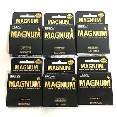 #ad 6 3 Packs = 18 Total TROJAN MAGNUM LARGE Lubricated Latex Condoms EXP 5 26 $9.99