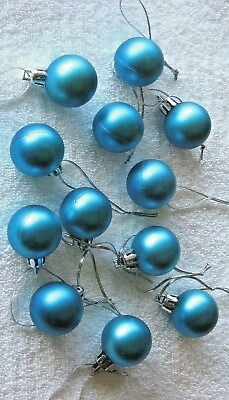 #ad Peacock Blue Miniature Ornaments Balls Christmas Non Shatter Satin Wire Tree $9.95