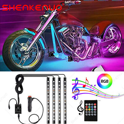 #ad 4pcs RGB Colors Motorcycle ATV 48 LED Neon Under Glow Accent Light Strip Kit US $16.71