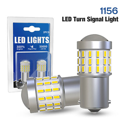 #ad 2Pcs 1156 54SMD LED Tail Brake Stop Reverse Parking Turn Signal Light Bulb White $16.99