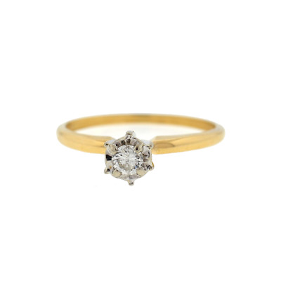 #ad 14k Yellow Gold Miracle Setting Diamond Ring $499.00