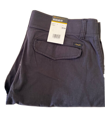 #ad Lee Premium Regular Fit Motion Stretch Cargo Black Pants 32x30 Straight Leg NWT $24.00