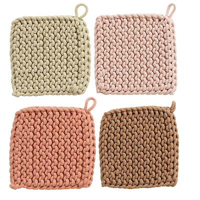 #ad Square Cotton Crocheted Potholder 4 Colors $24.09