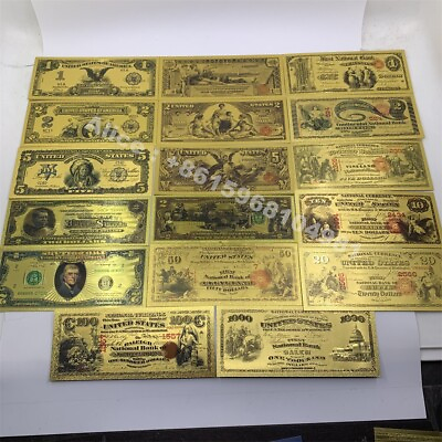 #ad 17pcs set American Gold Foil Banknote US Dollars For Collectible Gift $15.30