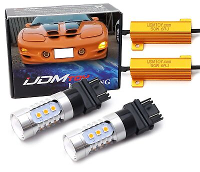 #ad 12V Amber 3156 3157 LED Bulbs w 2 Load Resistors For Car Turn Signal DRL Lights $23.39