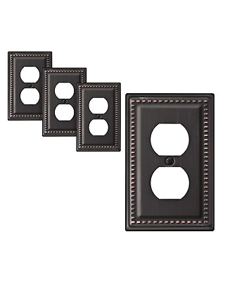 #ad DEWENWILS 4 Pack Electrical Outlet Cover Plates Metal Wall Plates Aged Bronze $16.89