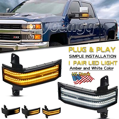 LED Switchback Tow Mirror Signal Light For 14 18 Chevy Silverado GMC Sierra US $52.99