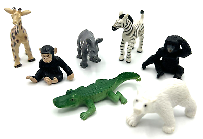 #ad Safari LTD Zoo Animal Lot Figures Gorilla Polar Bear Zebra Alligator Rhino More $9.99