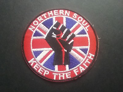 #ad Northern Soul Union Jack Keep The Faith Sew or Iron On Patch Clenched Fist Badge GBP 4.69