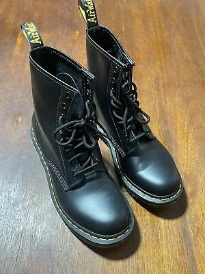 #ad Dr Doc Martens 11821 Women’s Size 8 Black Leather Lace Up Combat Boots Shoes $61.89
