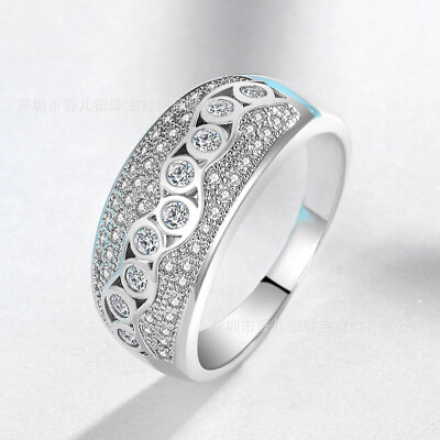 #ad Women 925 Sterling Silver simulation diamond ring luxury engagement fine Ring $4.51