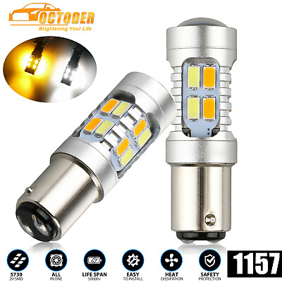 #ad 2x 1157 Dual Color Switchback 6000K White Amber LED Turn Signal DRL Light Bulbs $9.98