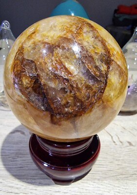 #ad Large Golden Healer Crystal Sphere 91.9mm 1124g Free Holder GBP 113.00