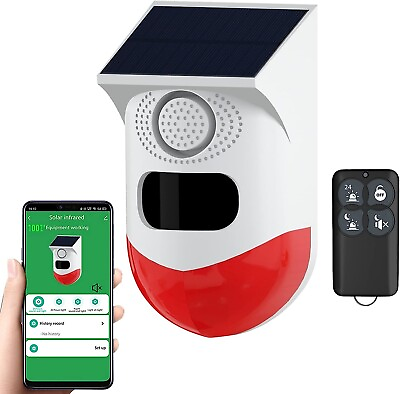 #ad Solar Strobe Alarm Light with Motion Sensor Detector 130db Sound IP67 Waterproof $28.99
