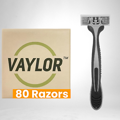#ad Vaylor Disposable Razors for Men 3 Blade 80 Pack Smooth Shave Sensitive Skin $31.90