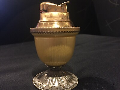#ad A.S.R Table Lighter Antique Gold amp; Porcelain 1940 50 Gold Color Tabletop Light $45.00
