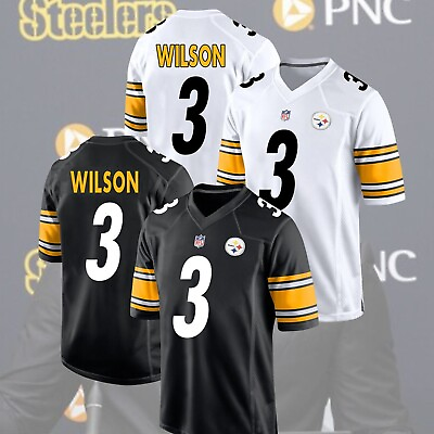 #ad SALE Russell Wilson #3 Pittsburgh Steelerss 2024 Player Trading Football Shirt $30.99