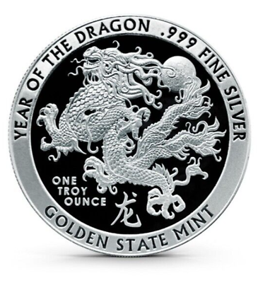 #ad Year of the Dragon Silver Round 1 oz GSM .999 Fine Silver in Capsule $38.85
