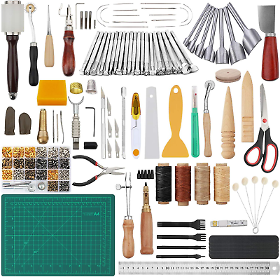 #ad Dorhui 356 Pieces Leathercraft Tools Kit Leather Working Tools and Supplies Le $113.22