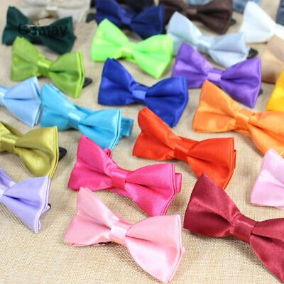 #ad Adjustable Blue Orange Kids Bowtie Boys Girls Bows Solid Color Toddler Ties 1pc $10.73