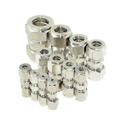 #ad Stainless Steel Pipe Fittings Equal Tube Ferrule Compressions Coupler Connectors $10.49
