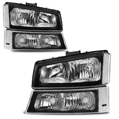 #ad For 2003 2007 Chevy Silverado Avalance 1500 Black Headlight Signal Bumper Lamp $51.99