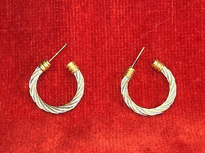 #ad Gold Tone Rope style Earrings Used MINT $8.99