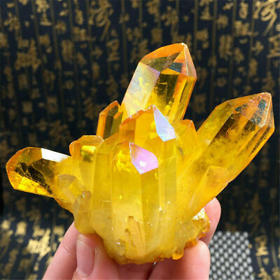 #ad #ad Plating Yellow Quartz Cluster Citrine Crystal Stone Healing Reiki Mineral USA $11.69