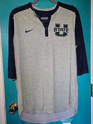 #ad Utah State Aggies Nike Shirt Gray and Navy Blue Size Large $14.00