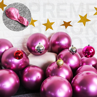 #ad #ad 50 Pink Metallic Balloons Chrome Shiny Latex 12quot; Thicken For Wedding Party Baby $6.99