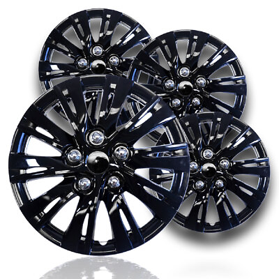 #ad 15quot; Gloss Black Hubcaps Snap On Wheel Covers fits Steel Rims for R15 tires $48.95