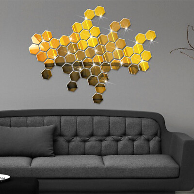 #ad 5 1Pcs Wall Stickers 3D Mirror Hexagon Vinyl Removable Decal Home Decor Art DIY C $3.29