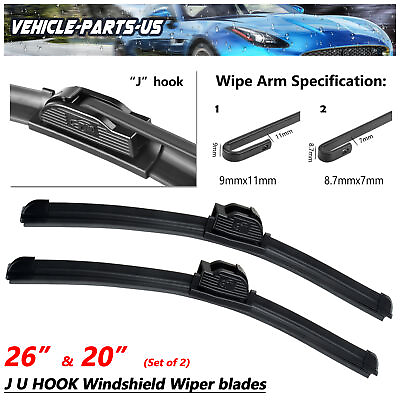 Erasior Fit For ACURA MDX 2018 2014 26quot;amp;20quot; Beam Front Windshield Wiper Blades $13.99