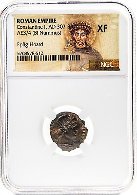 #ad EPFIG HOARD NGC XF Roman AE of Constantine I the Great AD 307 337 BI Nummus $97.69