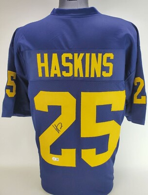 #ad Hassan Haskins Signed Michigan Wolverines Blue Yellow Football Jersey w COA $77.40
