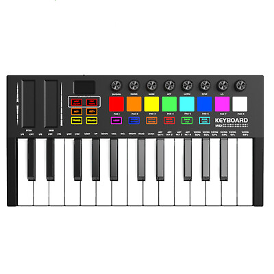 #ad 25 Keys MIDI Keyboard Professional Controller USB Percussion Pad 8 RGB Backlit AU $239.99