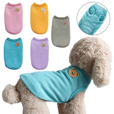 #ad Pet Clothes Puppy Waffle T Shirt Vest Clothing Cute Small Dog Clothes Summer ☆ $2.89