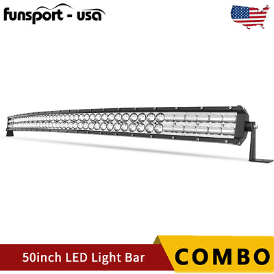 Curved 50inch 480W LED Light Bar Spot Flood Combo Offroad Driving Lamp SUV ATV $45.89