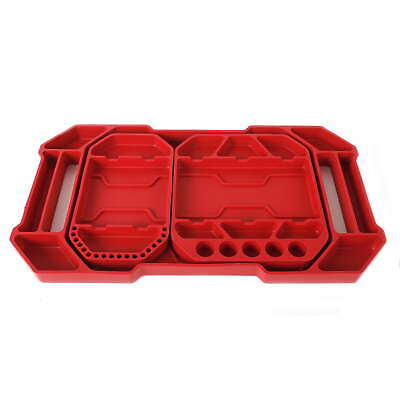 #ad 3 Piece Silicone Tool Organizer Tray Flexible Red Automotive Use New $38.03